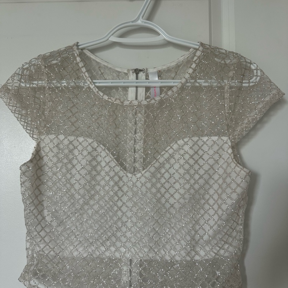 Elegant Silver Glitter Top